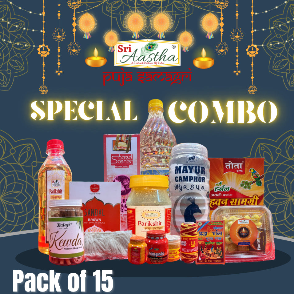 Combo Pack Of 15 || Sri Aastha Puja Samagri