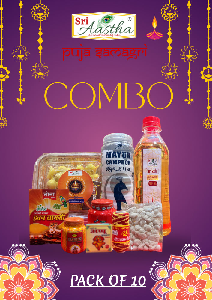 Sri Aastha Puja Combo - Puja Samagri Pack of 10!